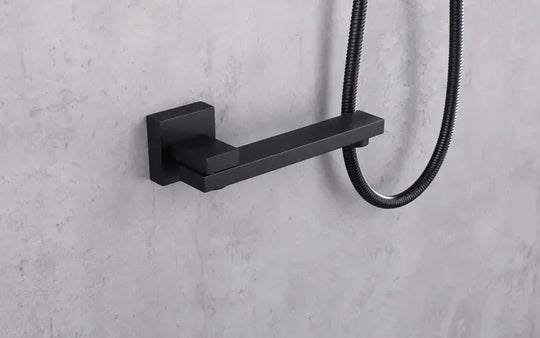 Rainfall Shower Mixer Combo – Matte Black & Rose Gold Finish BathroomLux