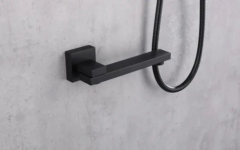 Rainfall Shower Mixer Combo – Matte Black & Rose Gold Finish BathroomLux