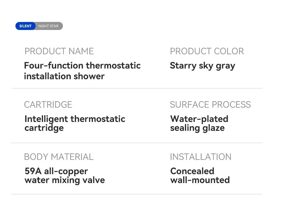 Premium Brass Thermostatic Shower Set – Wall-Mounted Concealed 4-Function System BathroomLux