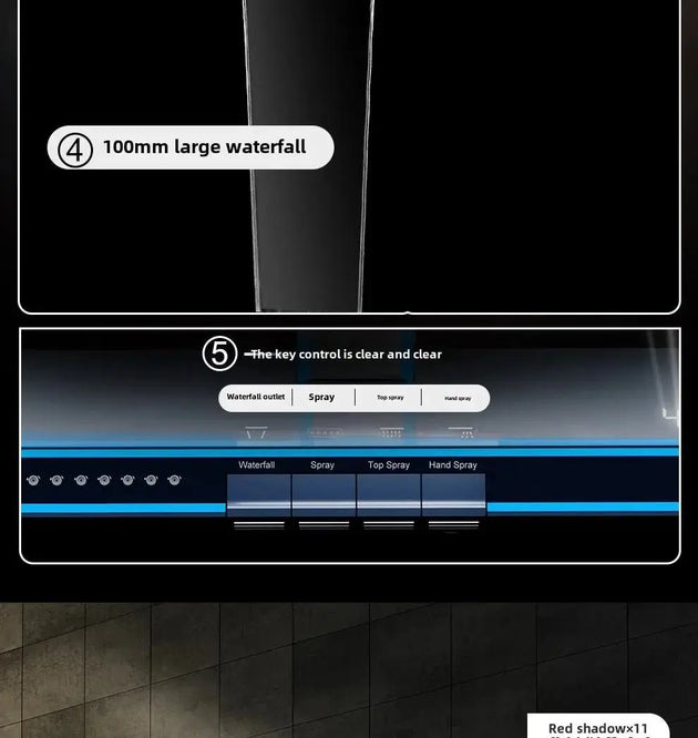 Digital Display Waterfall Shower Head Full - Body Led Light Massage - Bathroom Shower Mixer SetBathroomLux