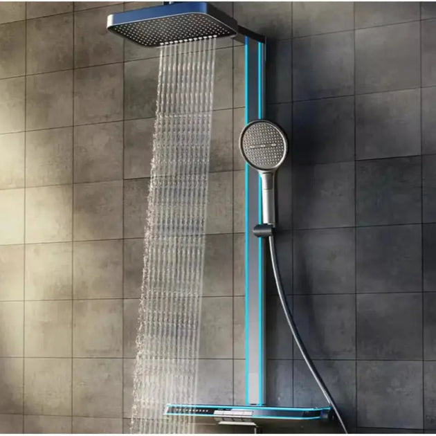 Digital Display Waterfall Shower Head Full - Body Led Light Massage - Bathroom Shower Mixer SetBathroomLux