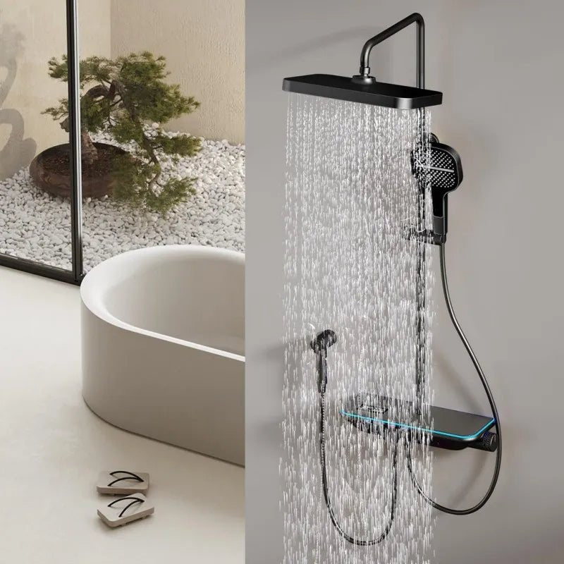 Digital Thermostatic Rainfall Shower Set - 5 Years Warranty - digital showerBathroomLux