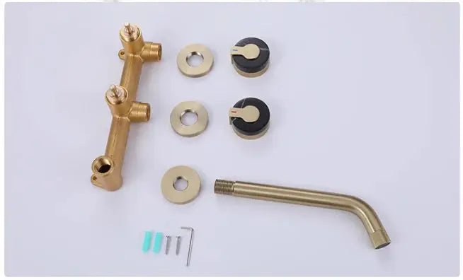 Double Marble Handles Wall Mounted Sink Basin Faucet Tap - bathroom sink faucetsBathroomLux