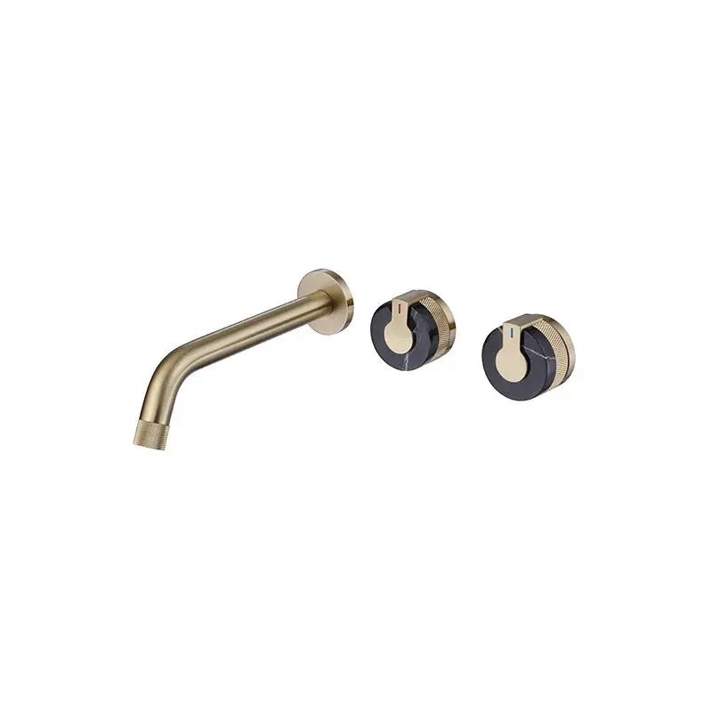 Double Marble Handles Wall Mounted Sink Basin Faucet Tap - bathroom sink faucetsBathroomLux