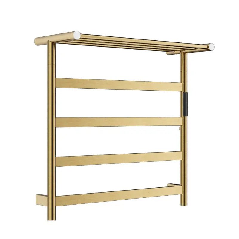 Electric Heated Towel Rack – Brushed Gold Stainless Steel Drying Bars for Bathroom - Towel Racks IN UKBathroomLux
