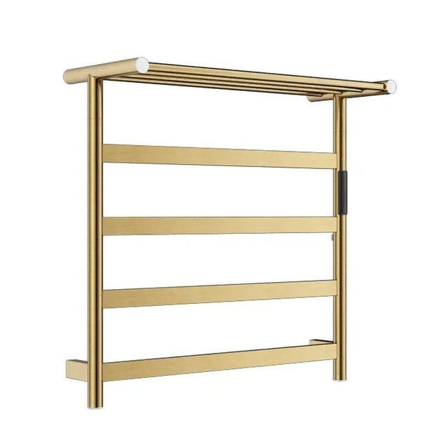 Electric Heated Towel Rack – Brushed Gold Stainless Steel Drying Bars for Bathroom - Towel Racks IN UKBathroomLux