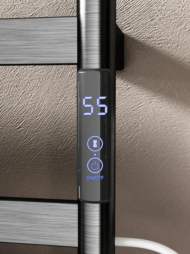 Electric Heated Towel Rack – Brushed Gold Stainless Steel Drying Bars for Bathroom - Towel Racks IN UKBathroomLux