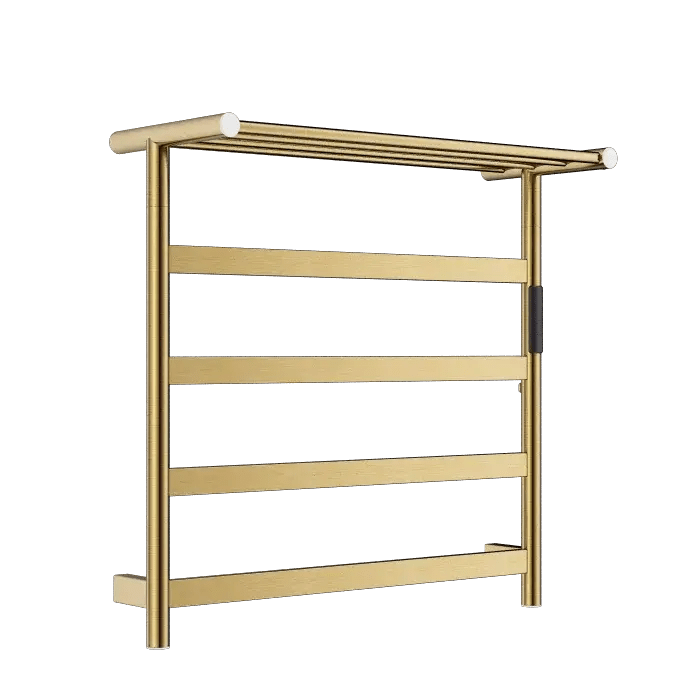 Electric Heated Towel Rack – Brushed Gold Stainless Steel Drying Bars for Bathroom - Towel Racks IN UKBathroomLux