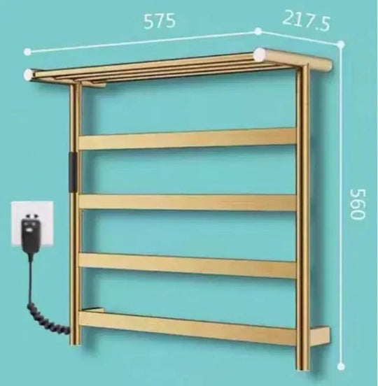 Electric Heated Towel Rack – Brushed Gold Stainless Steel Drying Bars for Bathroom - Towel Racks IN UKBathroomLux