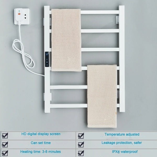 Electric Towel Rack Heater - Wall Mount Digital Display Smart - Size 60x39 - bathroomBathroomLux