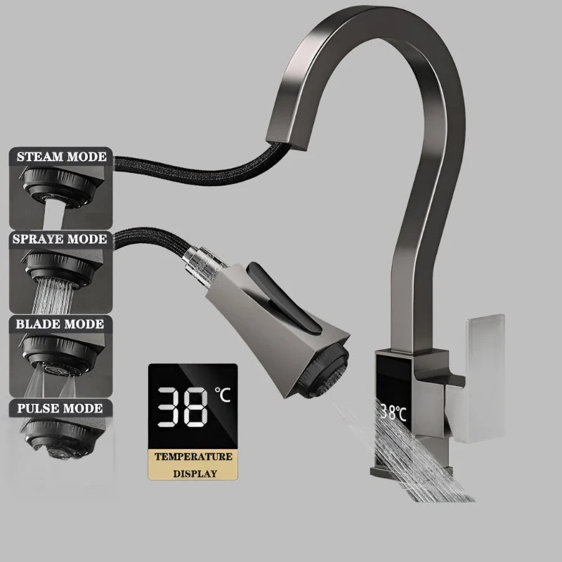 Elegra Digital Display - Pull - out Kitchen Faucets - 2 years Guarantee - Kitcen faucetBathroomLux