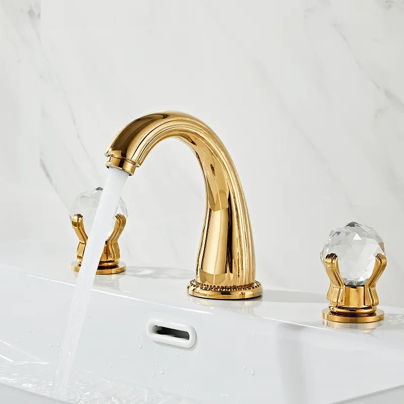 Elite 3 Hole Crystal Handle Bathroom Faucet - BathroomLux