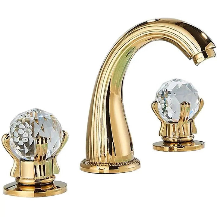 Elite 3 Hole Crystal Handle Bathroom Faucet - BathroomLux