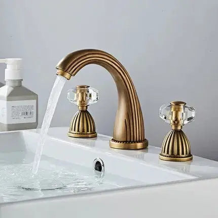 Elite 3 Hole Crystal Handle Bathroom Faucet - BathroomLux