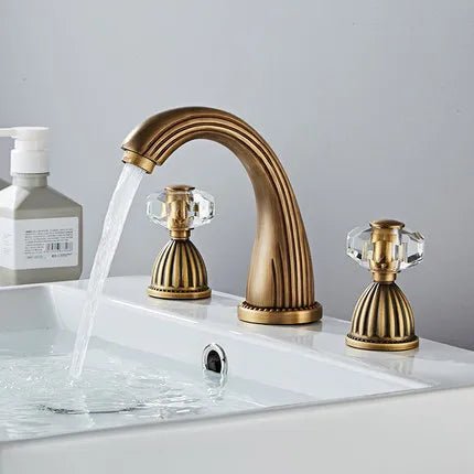 Elite 3 Hole Crystal Handle Bathroom Faucet - BathroomLux