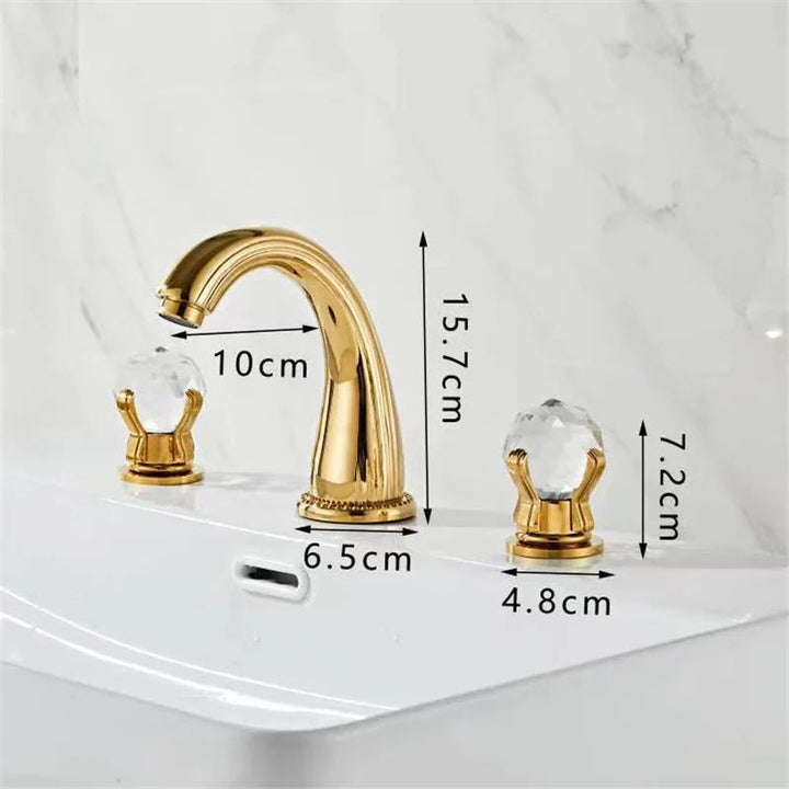 Elite 3 Hole Crystal Handle Bathroom Faucet - BathroomLux