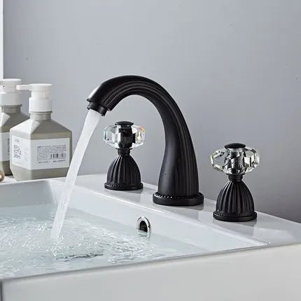 Elite 3 Hole Crystal Handle Bathroom Faucet - BathroomLux