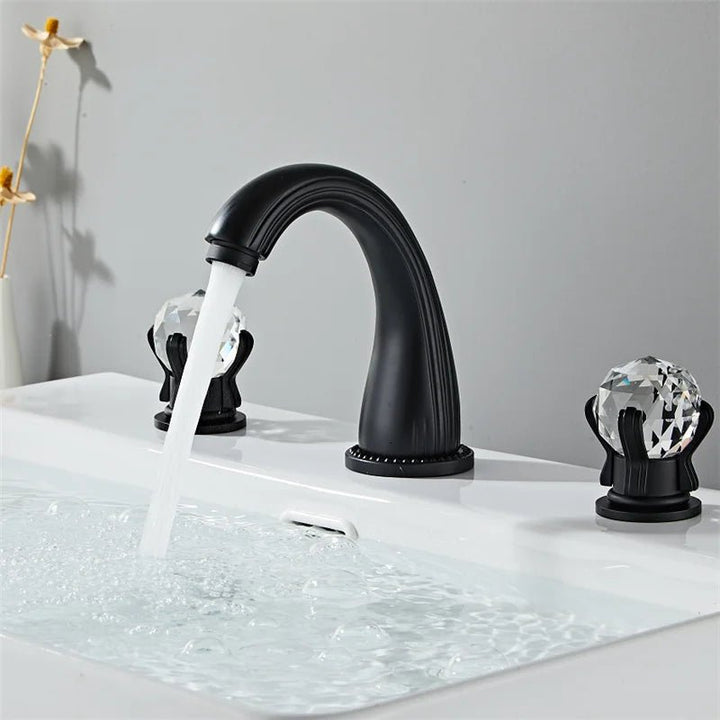 Elite 3 Hole Crystal Handle Bathroom Faucet - BathroomLux