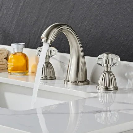 Elite 3 Hole Crystal Handle Bathroom Faucet - BathroomLux