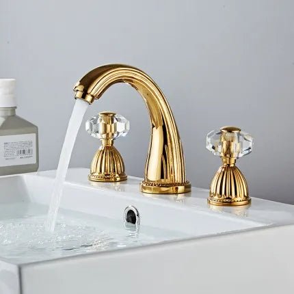 Elite 3 Hole Crystal Handle Bathroom Faucet - BathroomLux