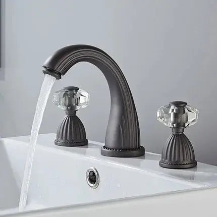Elite 3 Hole Crystal Handle Bathroom Faucet - BathroomLux