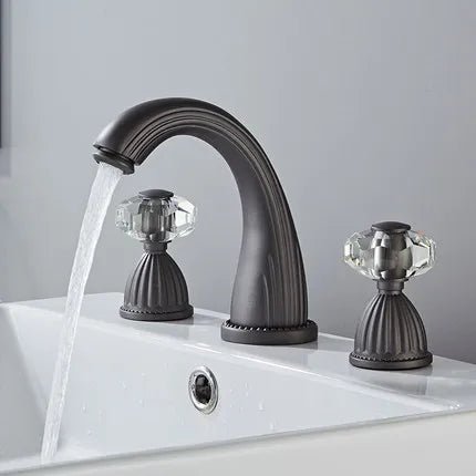 Elite 3 Hole Crystal Handle Bathroom Faucet - BathroomLux