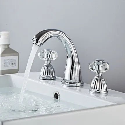 Elite 3 Hole Crystal Handle Bathroom Faucet - BathroomLux