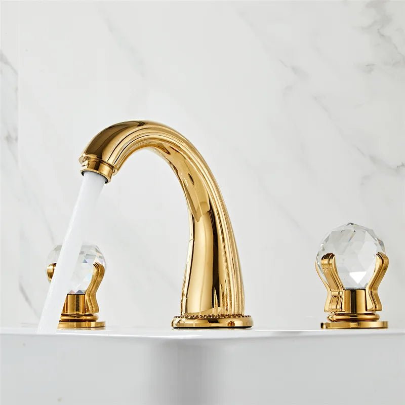 Elite 3 Hole Crystal Handle Bathroom Faucet - BathroomLux