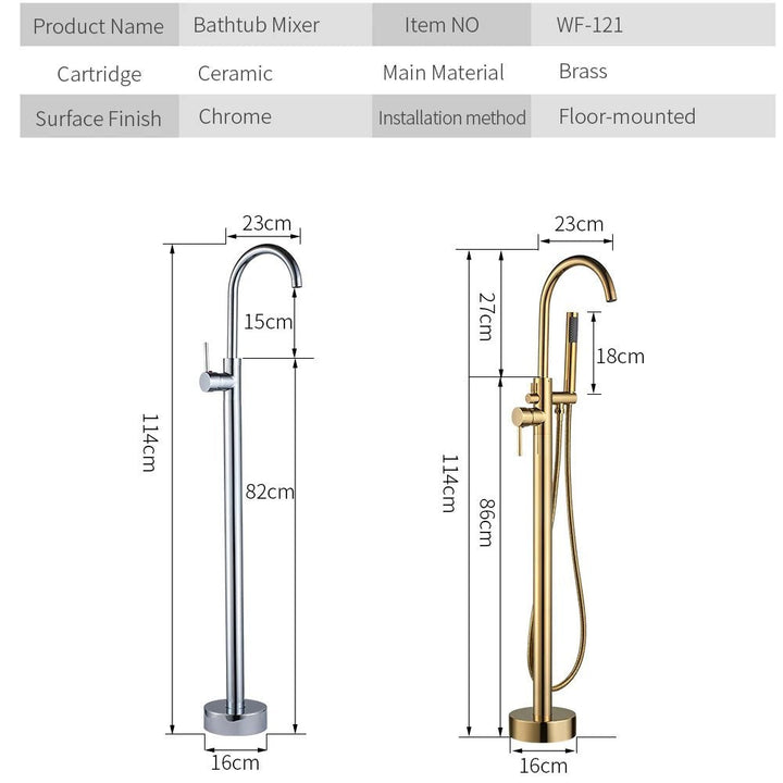 EliteStand Bathtub Faucet - Included Hand Shower - Model A - Freestanding bathtubBathroomLux