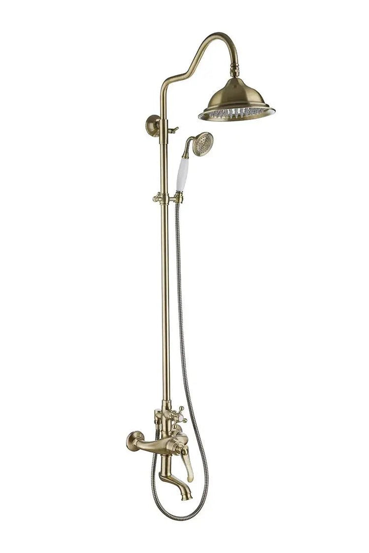 Empolo Antique Brass Wall - Mount Shower Faucet Set – with Hand shower in Chrome - Antique Brass Wall - Mount ShowerBathroomLux