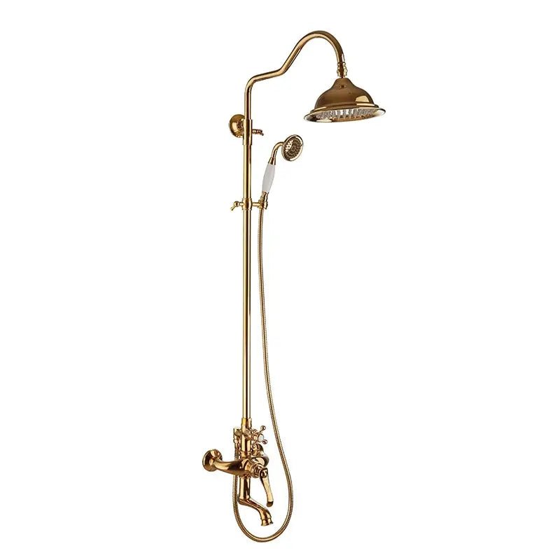 Empolo Antique Brass Wall - Mount Shower Faucet Set – with Hand shower in Chrome - Antique Brass Wall - Mount ShowerBathroomLux