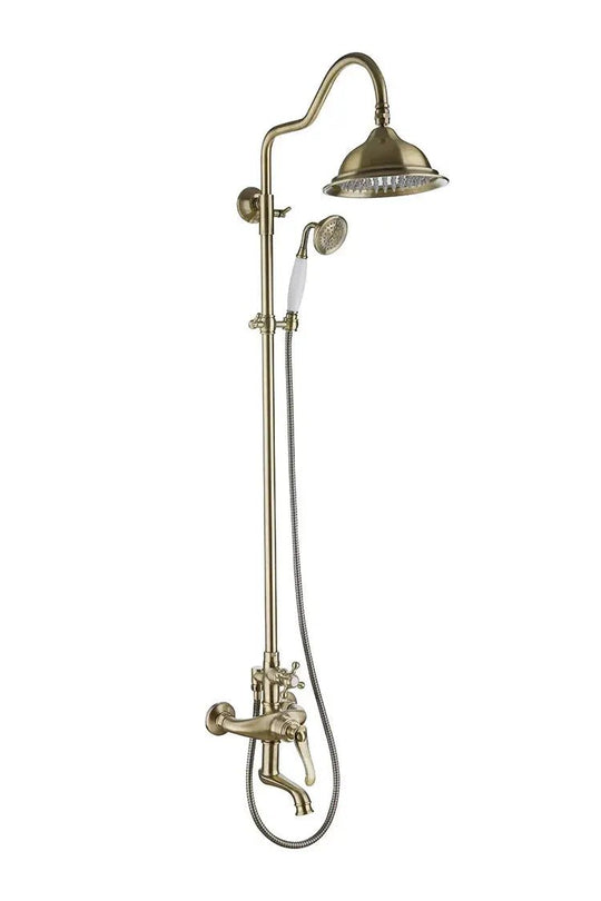 Empolo Antique Brass Wall - Mount Shower Faucet Set – with Hand shower in Chrome - Antique Brass Wall - Mount ShowerBathroomLux
