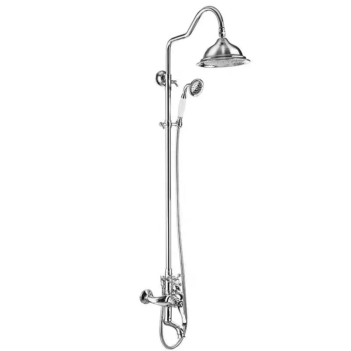 Empolo Antique Brass Wall - Mount Shower Faucet Set – with Hand shower in Chrome - Antique Brass Wall - Mount ShowerBathroomLux
