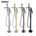 Empolo Brass Freestanding Bathtub Mixer Tap with Rotary Switch in Black - floor mounted faucetBathroomLux