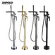 Empolo Brass Freestanding Bathtub Mixer Tap with Rotary Switch in Black - floor mounted faucetBathroomLux