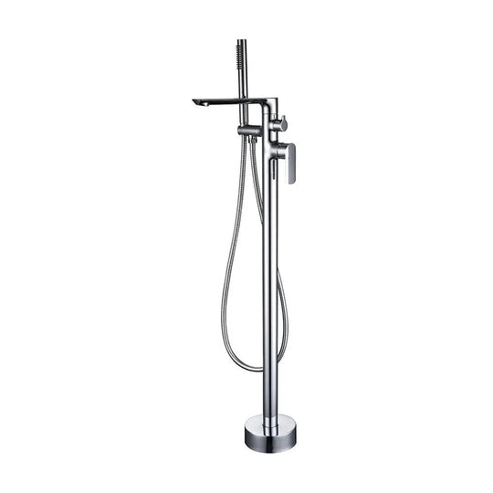 Empolo Brass Freestanding Bathtub Mixer Tap with Rotary Switch in Black - floor mounted faucetBathroomLux