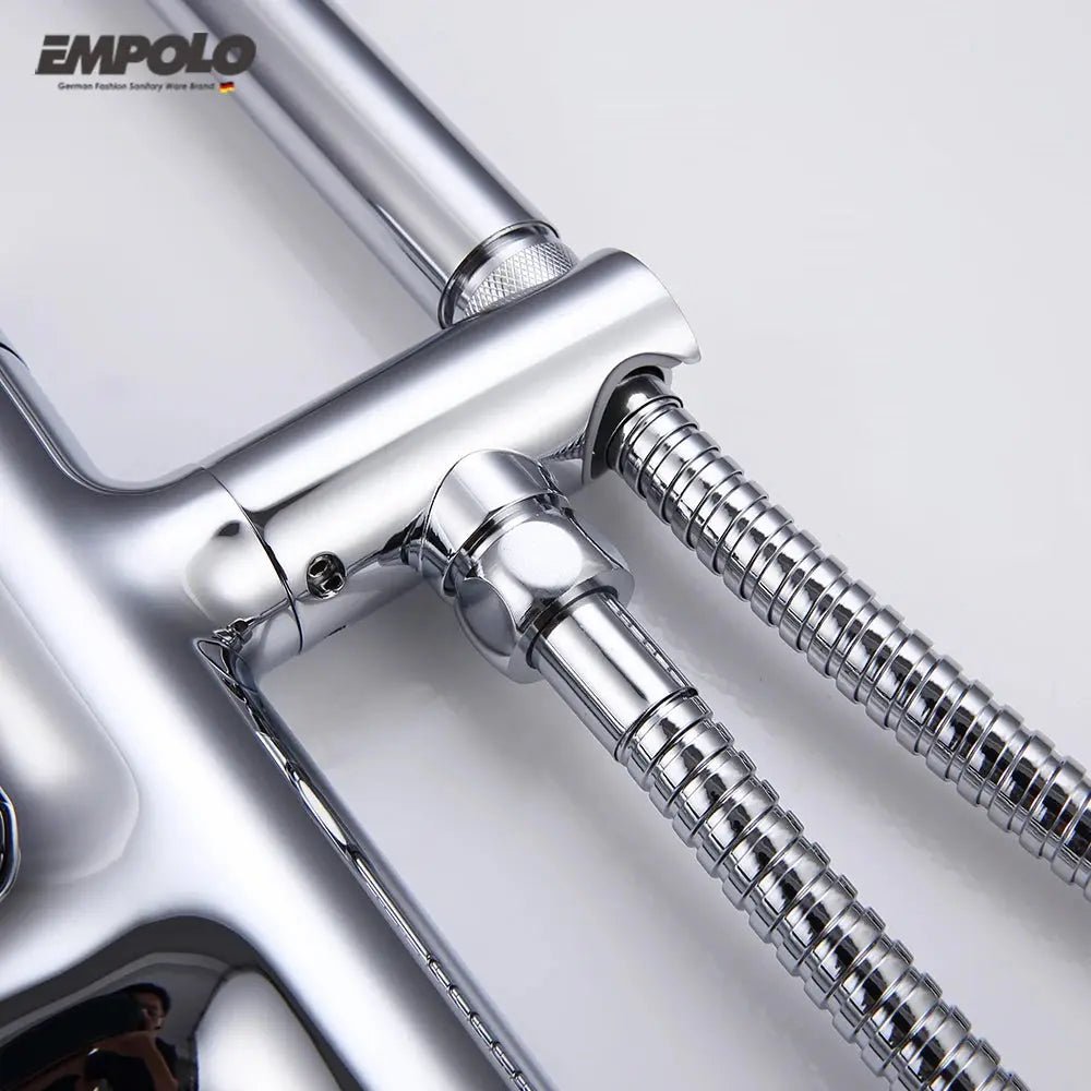 Empolo Brass Freestanding Bathtub Mixer Tap with Rotary Switch in Black - floor mounted faucetBathroomLux