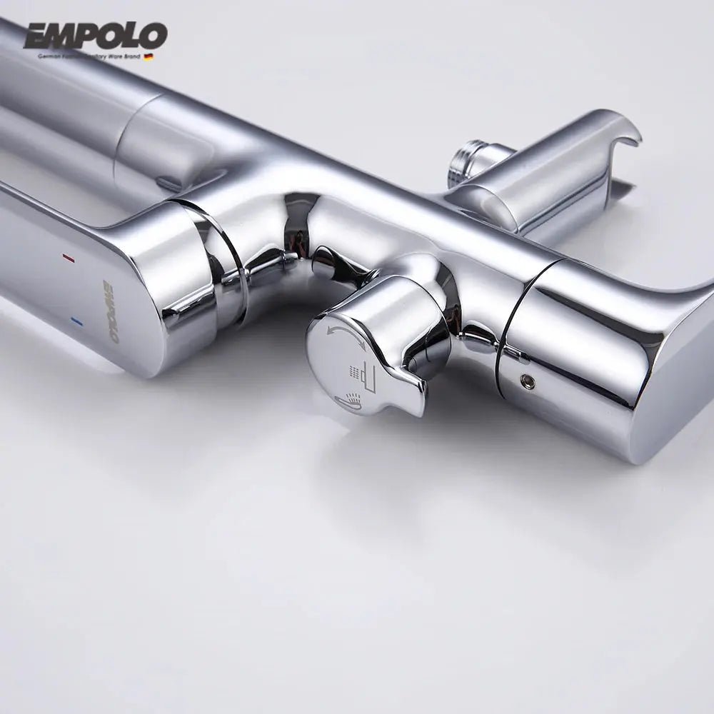 Empolo Brass Freestanding Bathtub Mixer Tap with Rotary Switch in Black - floor mounted faucetBathroomLux