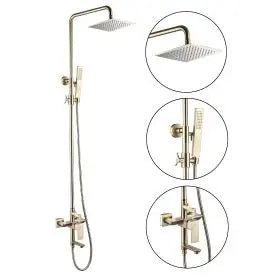 Empolo Brass Waterfall Bath Mixer Tap with Hand Shower – Ceramic Valve Set - Bathtub & Shower FaucetsBathroomLux
