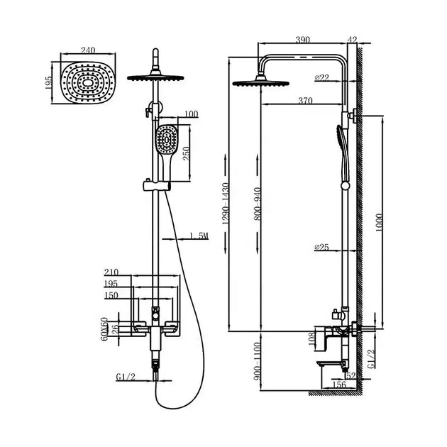Empolo Brass Waterfall Bath Mixer Tap with Hand Shower – Ceramic Valve Set - Bathtub & Shower FaucetsBathroomLux