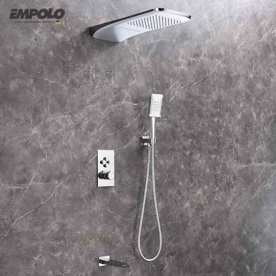 Empolo Concealed Thermostatic Rainfall Shower System - Brass thermostatic shower mixerBathroomLux