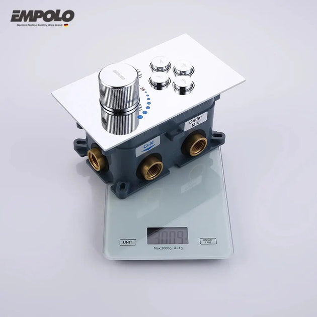 Empolo Concealed Thermostatic Rainfall Shower System - Brass thermostatic shower mixerBathroomLux