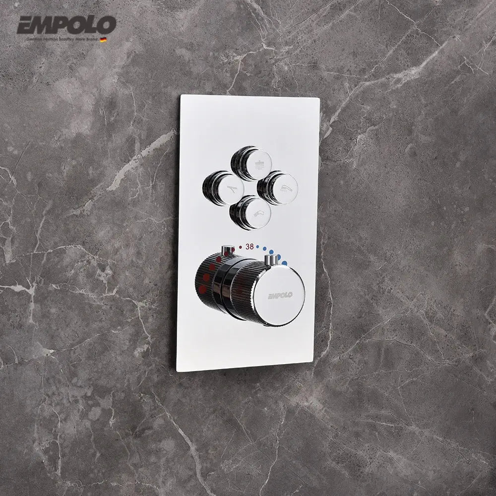 Empolo Concealed Thermostatic Rainfall Shower System - Brass thermostatic shower mixerBathroomLux