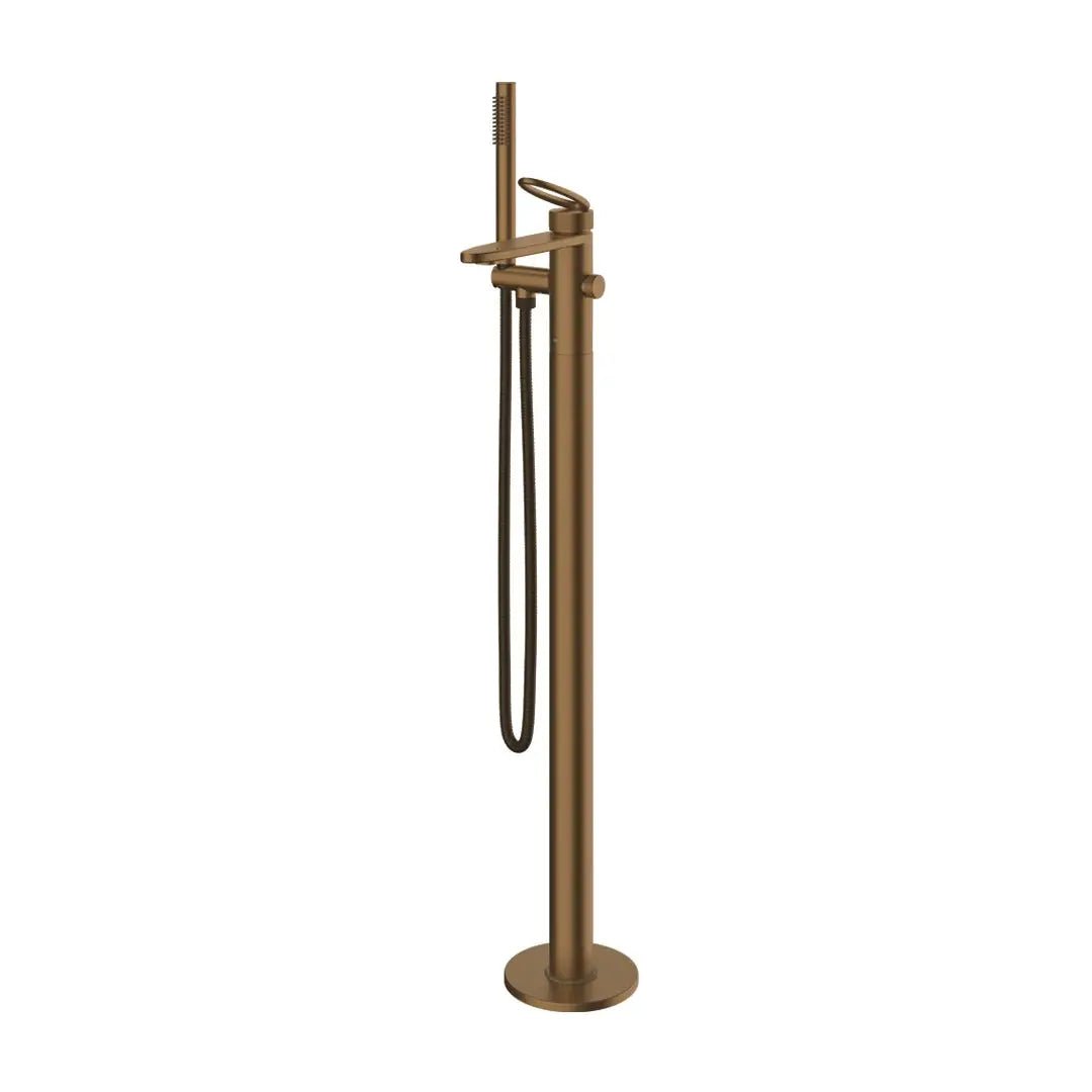 Empolo Luxury Freestanding Bath Shower Mixer Tap – Brushed Brass - Freestanding Bath Shower Mixer TapBathroomLux