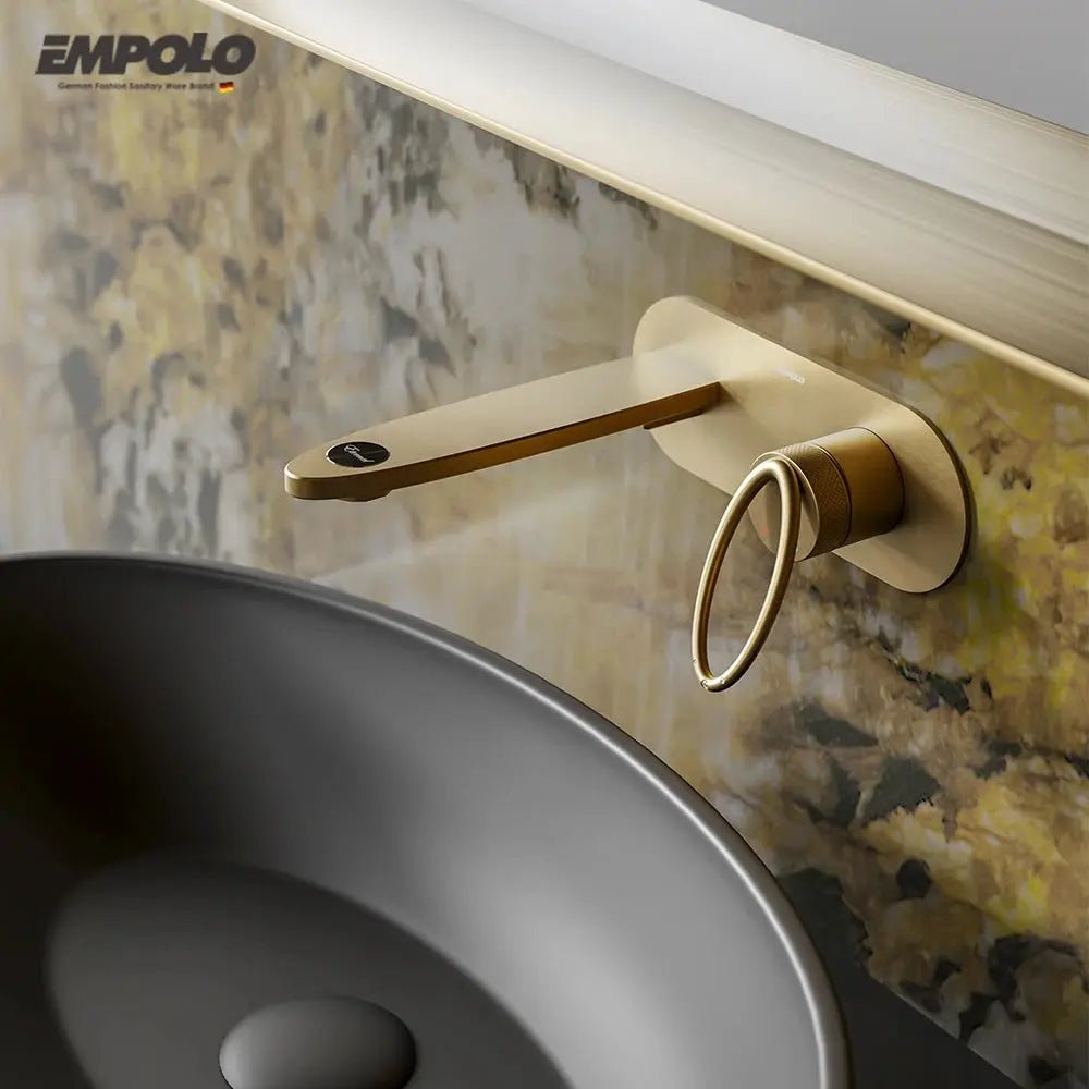 Empolo Wall Mount Faucet Concealed Brass Basin Mixer - wall mount faucetBathroomLux