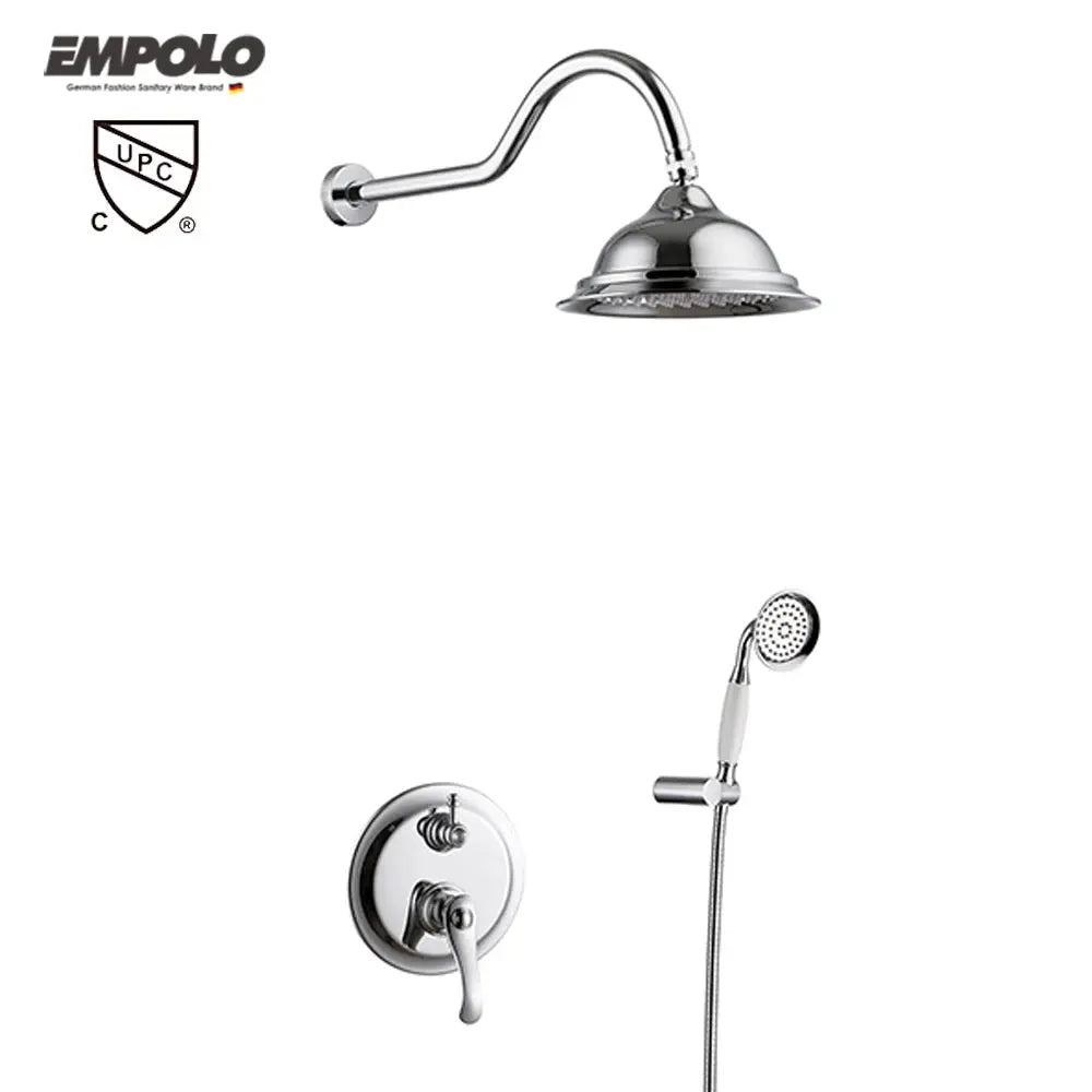 Empolo Wall Mounted Rain Shower System with Handheld Combo in Chrome - handheld dual shower headBathroomLux