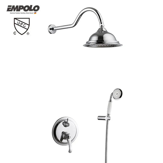 Empolo Wall Mounted Rain Shower System with Handheld Combo in Chrome - handheld dual shower headBathroomLux