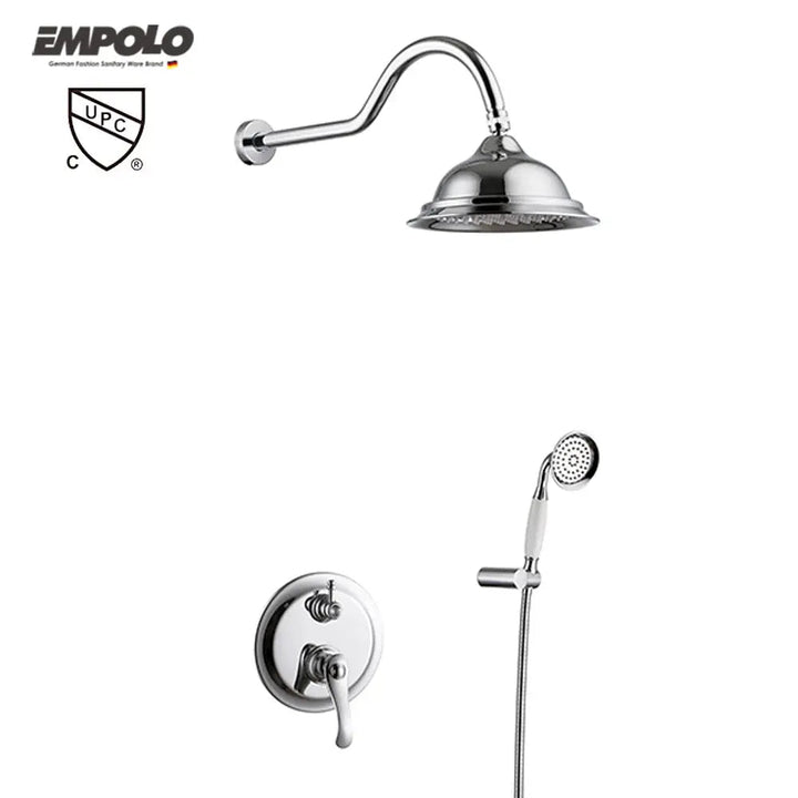 Empolo Wall Mounted Rain Shower System with Handheld Combo in Chrome - handheld dual shower headBathroomLux
