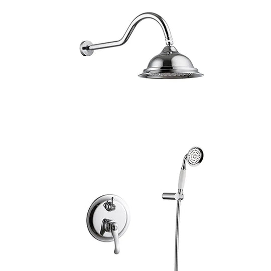 Empolo Wall Mounted Rain Shower System with Handheld Combo in Chrome - handheld dual shower headBathroomLux