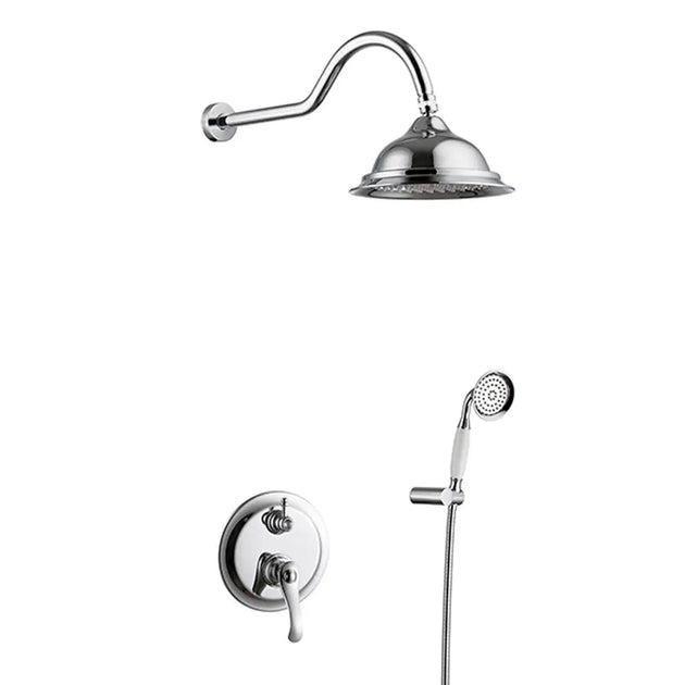 Empolo Wall Mounted Rain Shower System with Handheld Combo in Chrome - handheld dual shower headBathroomLux